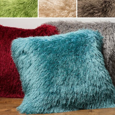 Luxe Solid Shag 22-inch Throw Pillow or Pillow Cover