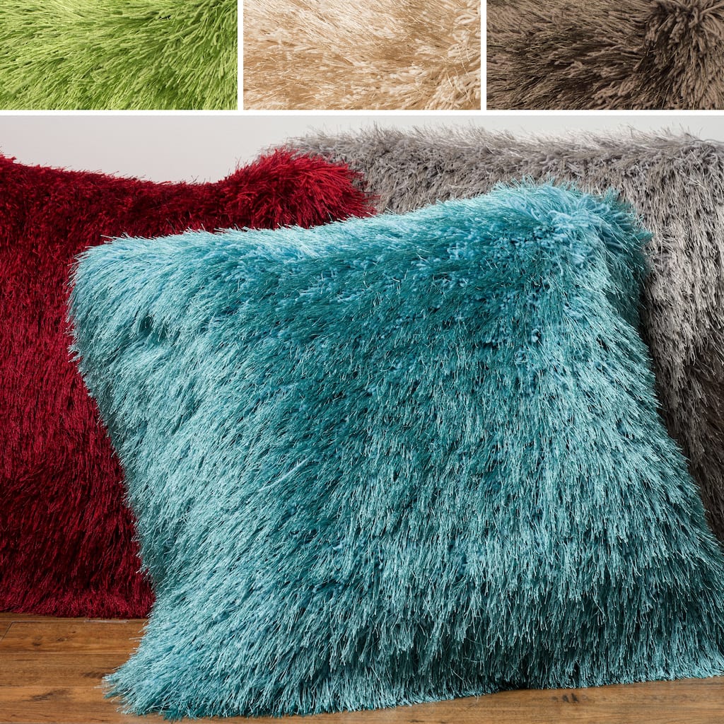 Luxe Solid Shag 22-inch Throw Pillow or Pillow Cover