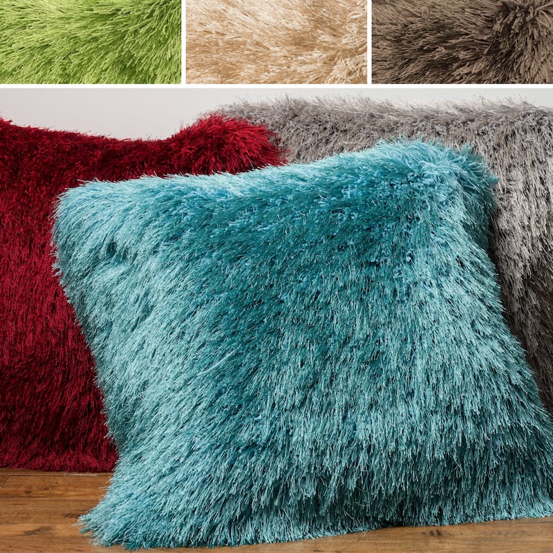 Luxe Solid Shag 22-inch Throw Pillow or Pillow Cover