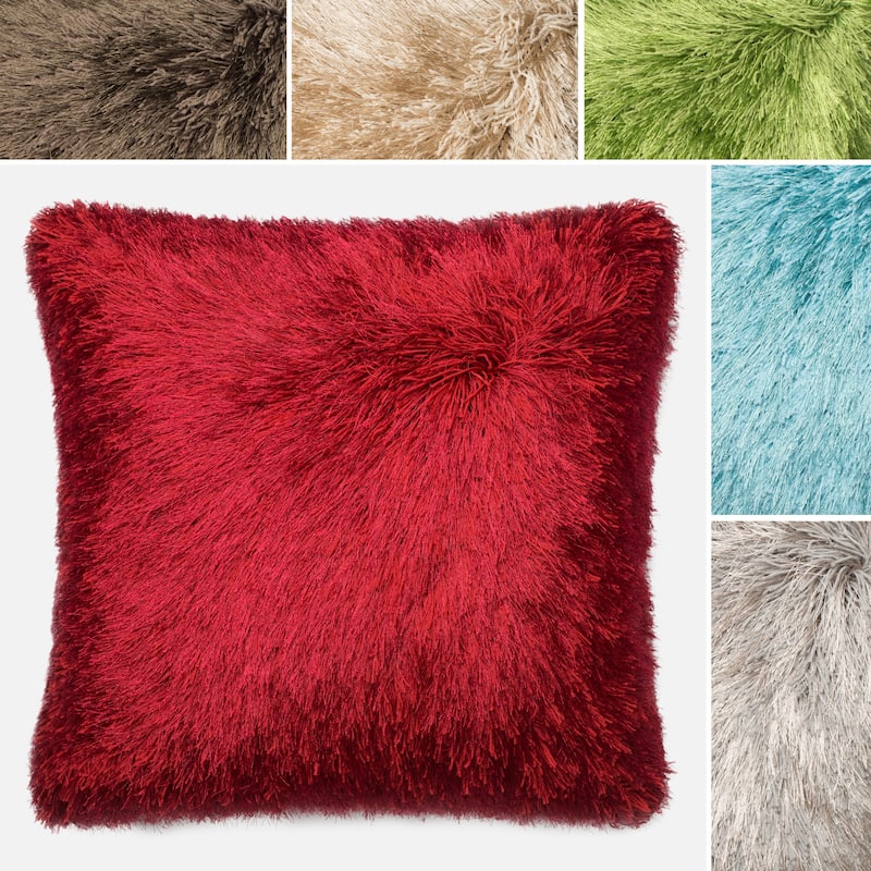 Luxe Solid Shag 22-inch Throw Pillow or Pillow Cover