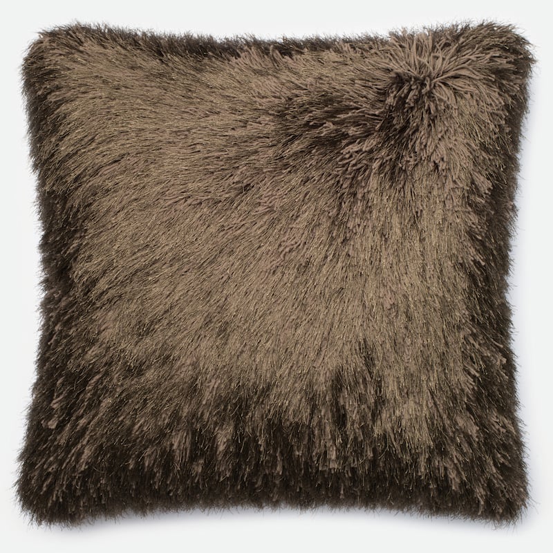 Luxe Solid Shag 22-inch Throw Pillow or Pillow Cover - Pillow Covers - N/A - Brown