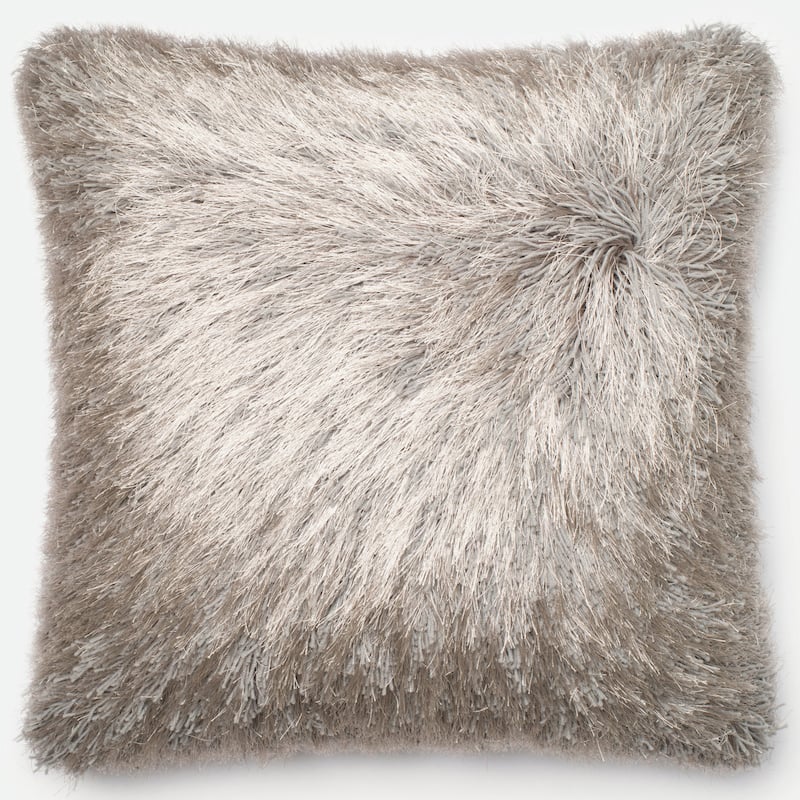Luxe Solid Shag 22-inch Throw Pillow or Pillow Cover - Pillow Covers - N/A - Silver