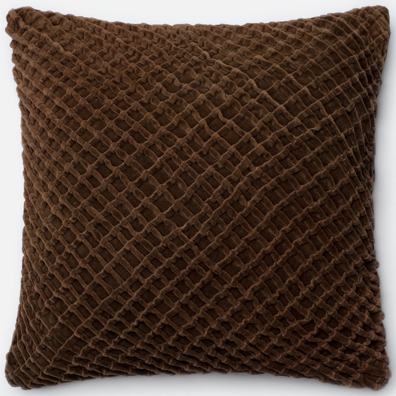 Solid Sown Ribbon Texture 22-inch Throw Pillow or Pillow Cover - Pillow Covers - N/A - Brown