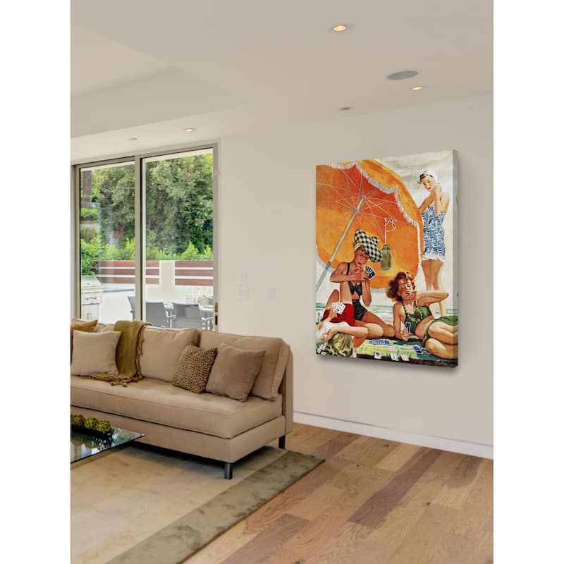 Marmont Hill - Card Game at the Beach by Alex Ross Painting Print on Canvas