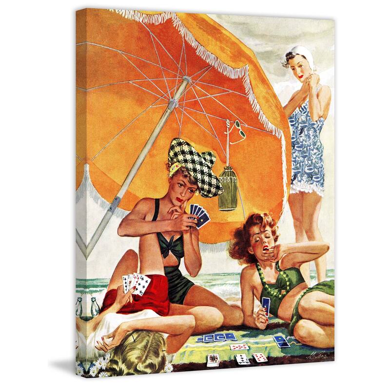 Marmont Hill - Card Game at the Beach by Alex Ross Painting Print on Canvas