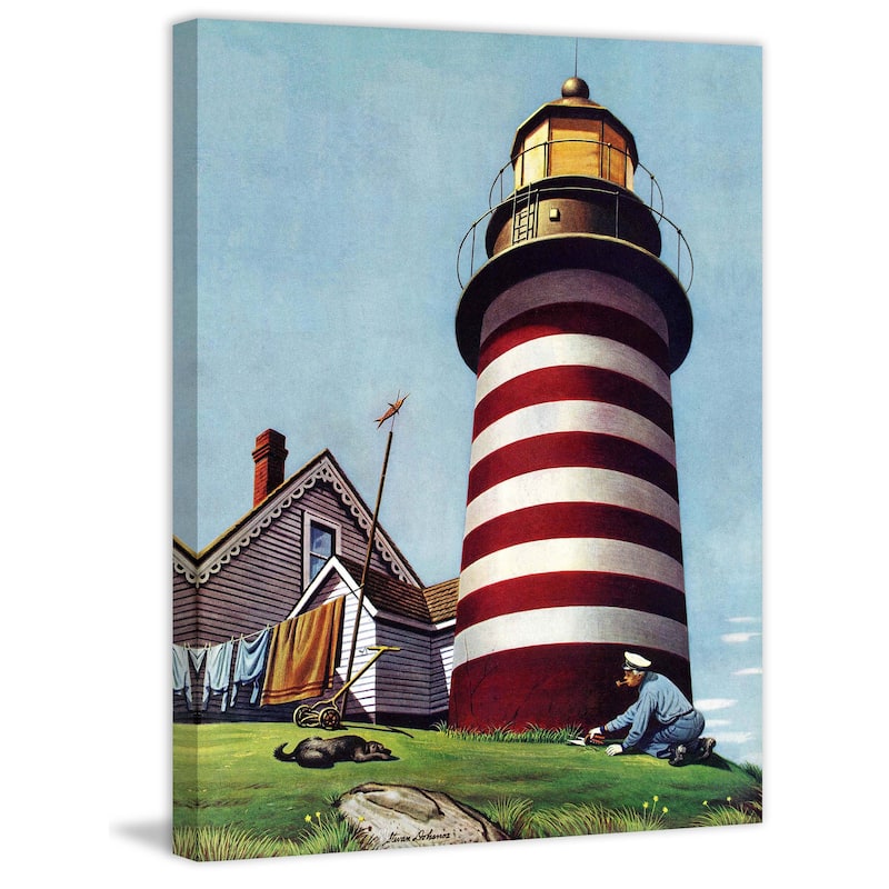 Marmont Hill - Lighthouse Keeper by Stevan Dohanos Painting Print on Canvas - Multi-Color