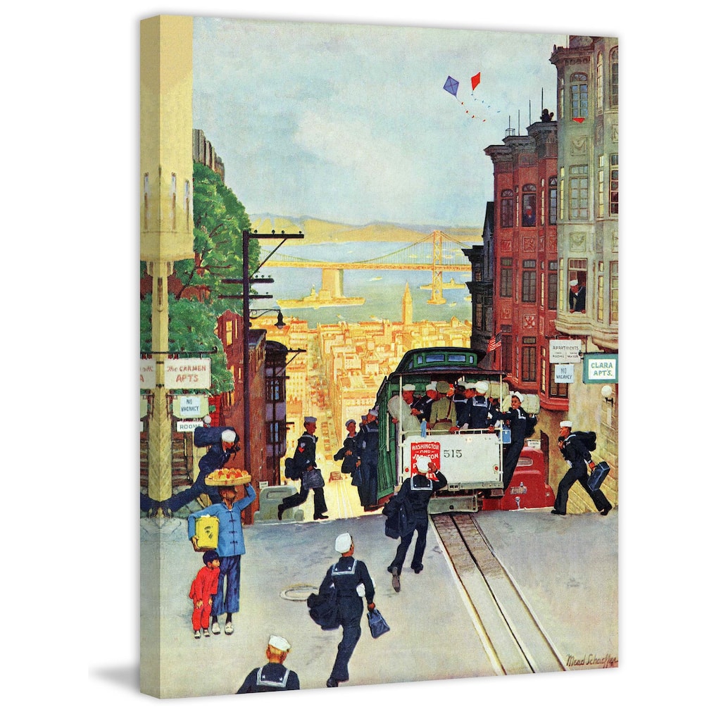 Marmont Hill - San Francisco Cable Car by Mead Schaeffer Painting Print on Canvas