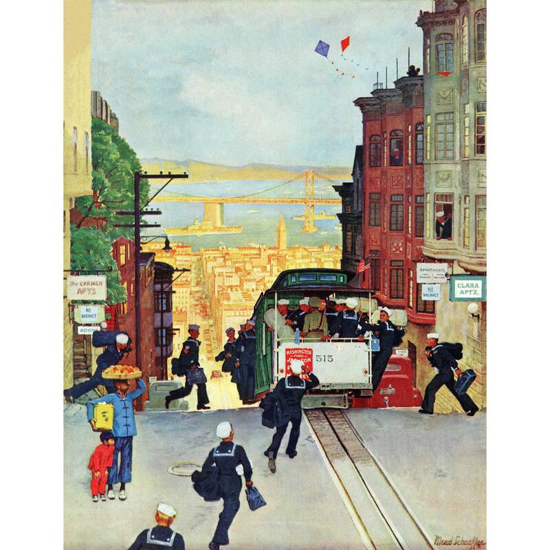 Marmont Hill - San Francisco Cable Car by Mead Schaeffer Painting Print on Canvas