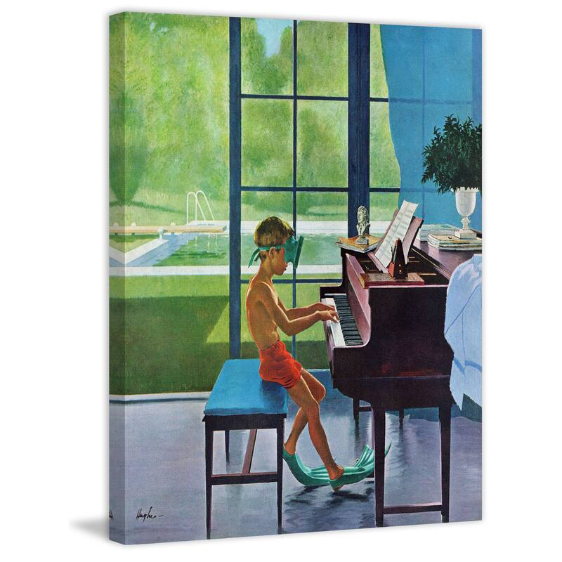 Marmont Hill - Poolside Piano Practice by George Hughes Painting Print on Canvas