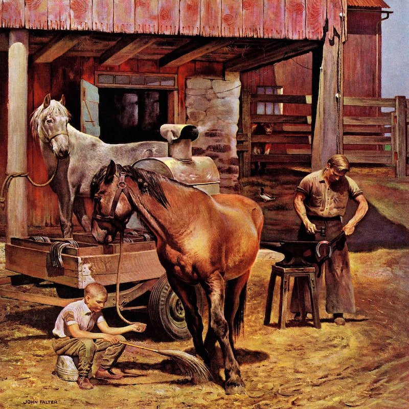 Marmont Hill - Blacksmith by John Falter Painting Print on Canvas
