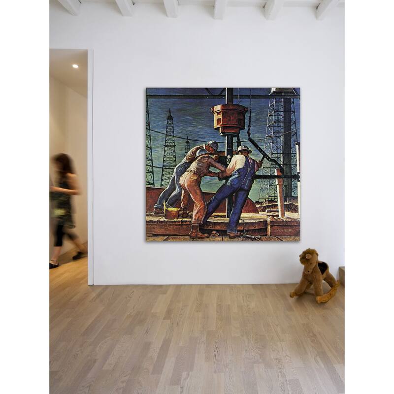 Marmont Hill - Drilling for Oil by Mead Schaeffer Painting Print on Canvas