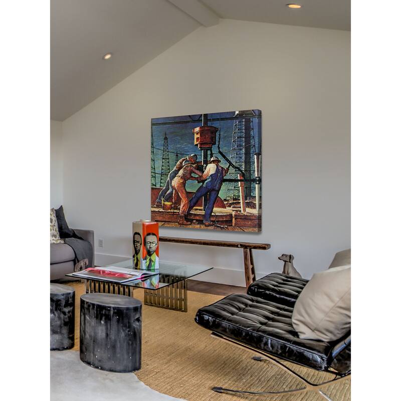 Marmont Hill - Drilling for Oil by Mead Schaeffer Painting Print on Canvas