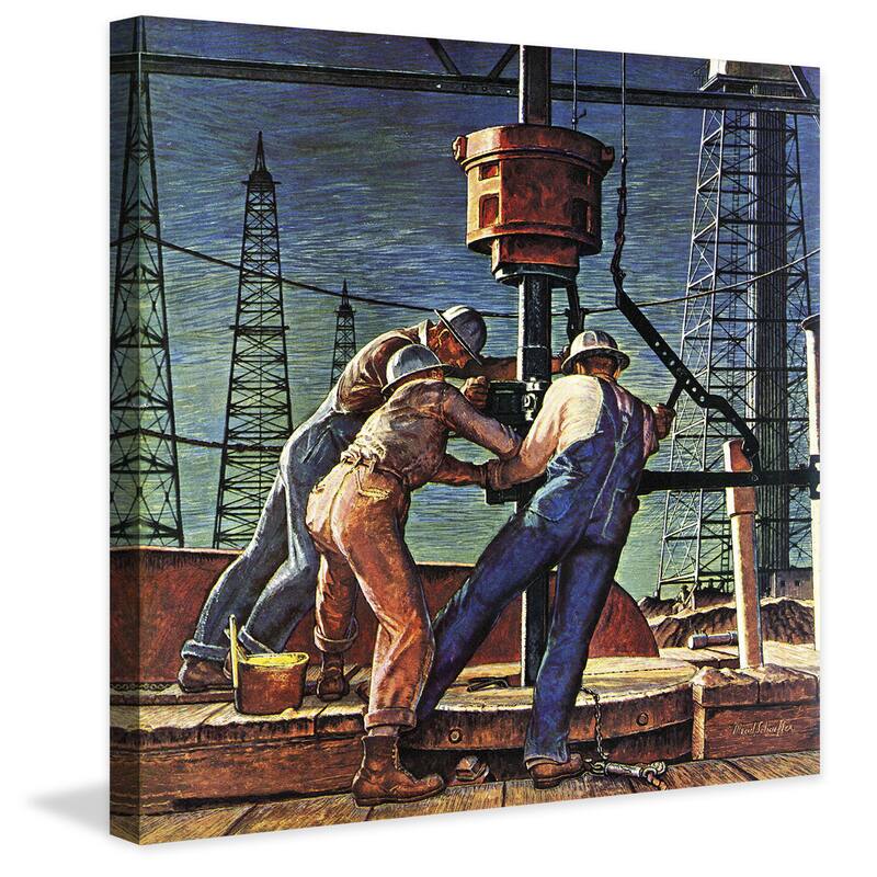 Marmont Hill - Drilling for Oil by Mead Schaeffer Painting Print on Canvas
