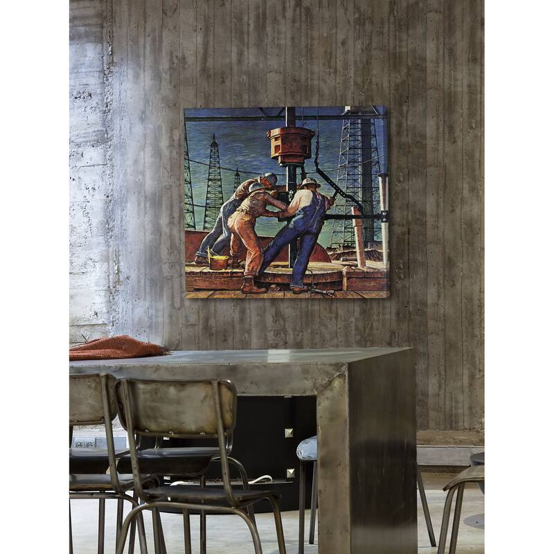 Marmont Hill - Drilling for Oil by Mead Schaeffer Painting Print on Canvas