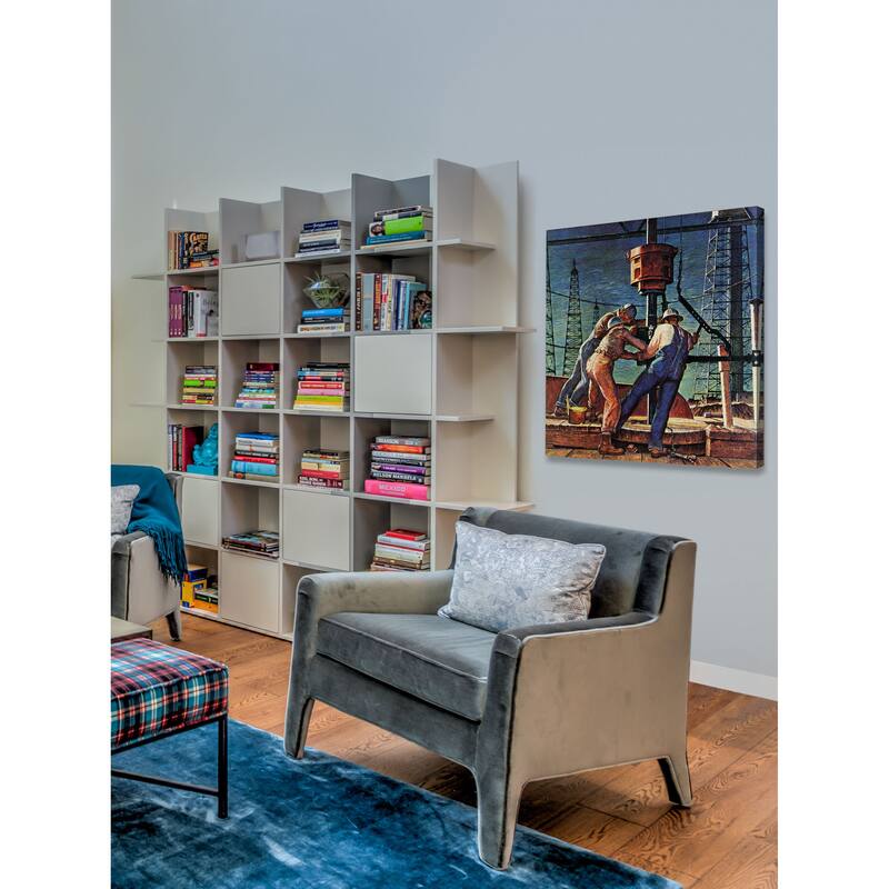 Marmont Hill - Drilling for Oil by Mead Schaeffer Painting Print on Canvas