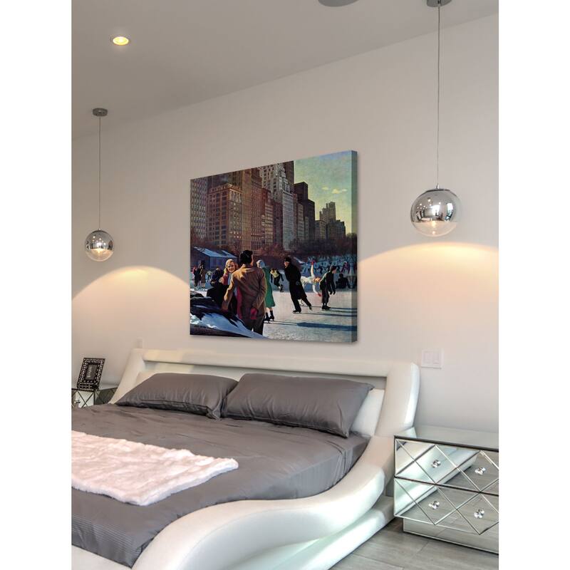 Marmont Hill - Skaters in Central Park by John Falter Painting Print on Canvas - Multi-Color