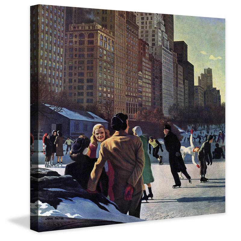 Marmont Hill - Skaters in Central Park by John Falter Painting Print on Canvas - Multi-Color