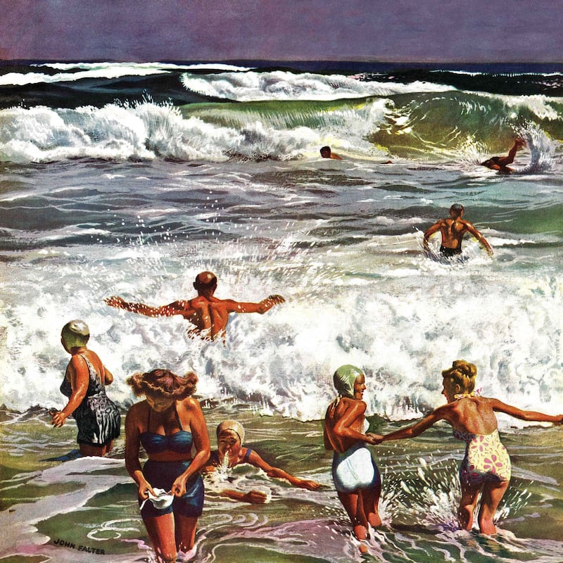 Marmont Hill - Surf Swimming by John Falter Painting Print on Canvas