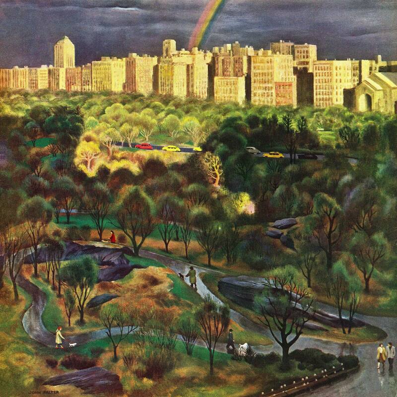 Marmont Hill - Central Park Rainbow by John Falter Painting Print on Canvas