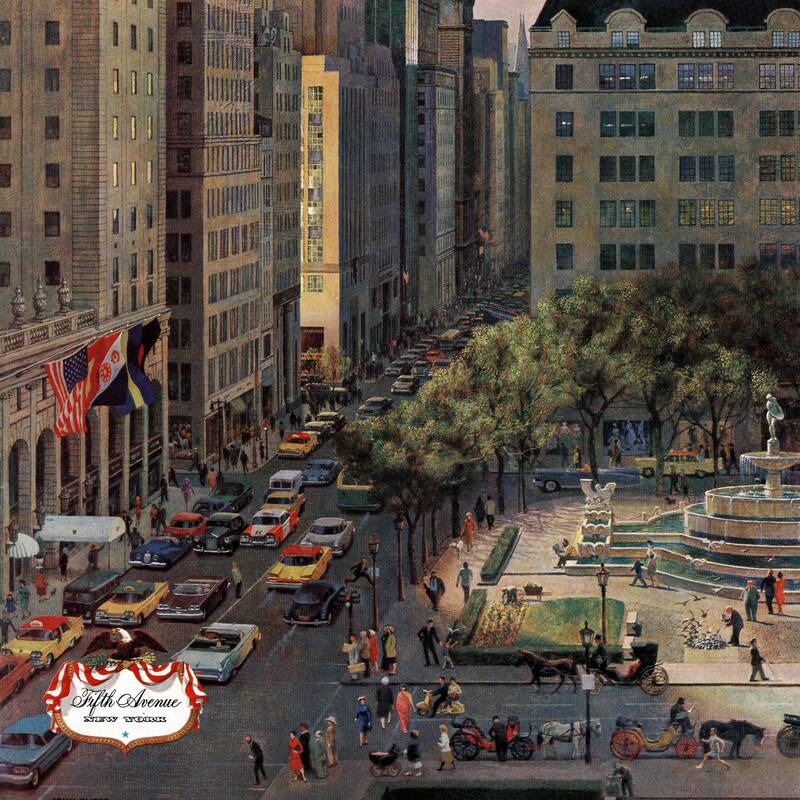 Marmont Hill - Fifth Avenue by John Falter Painting Print on Canvas - Multi-Color
