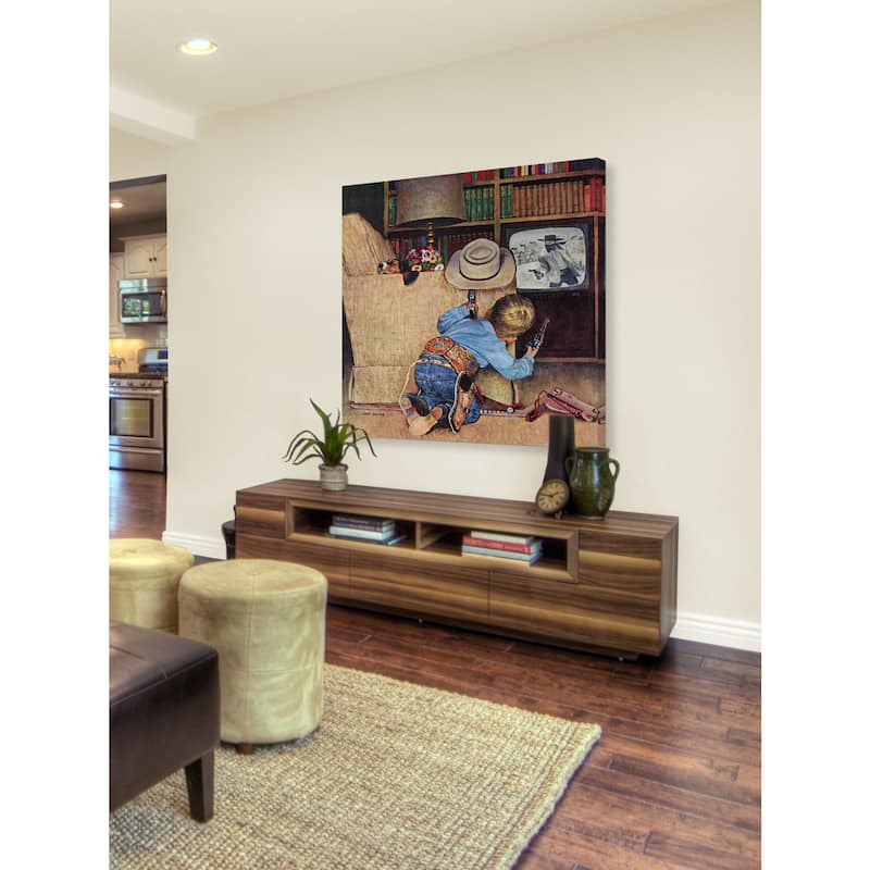 Marmont Hill - Good Guys Wear White Hats by John Falter Painting Print on Canvas - Multi-Color