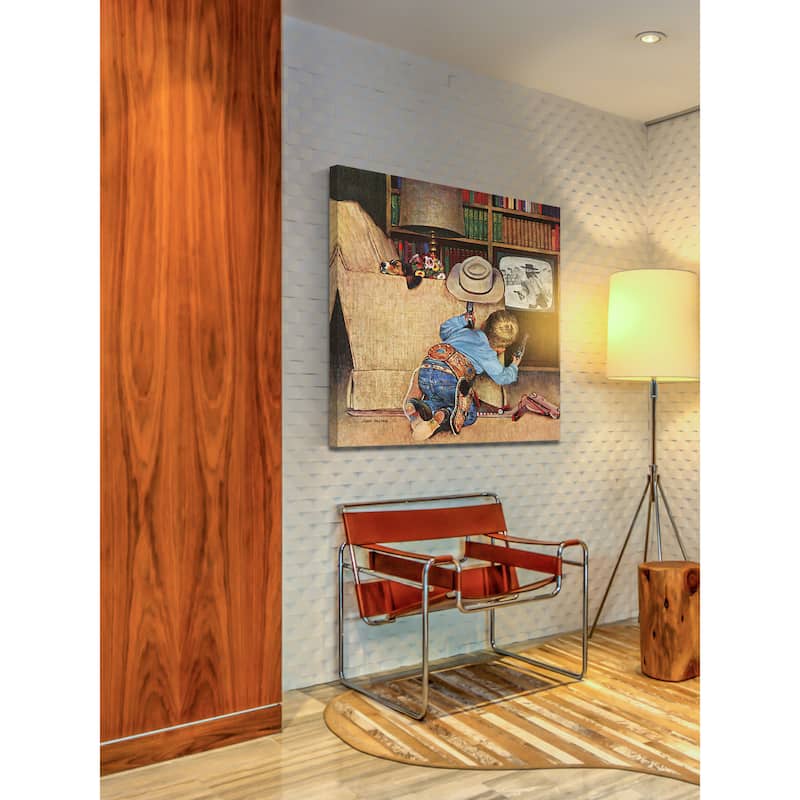 Marmont Hill - Good Guys Wear White Hats by John Falter Painting Print on Canvas - Multi-Color