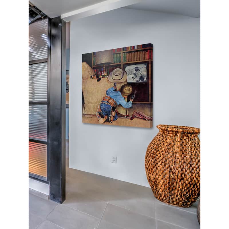 Marmont Hill - Good Guys Wear White Hats by John Falter Painting Print on Canvas - Multi-Color