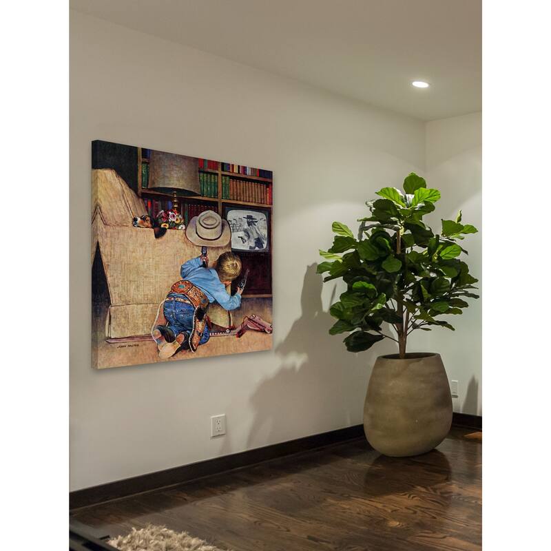 Marmont Hill - Good Guys Wear White Hats by John Falter Painting Print on Canvas - Multi-Color