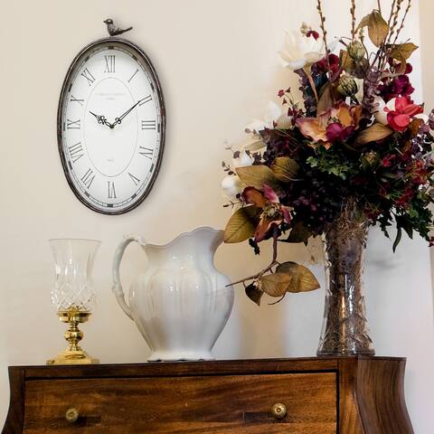 Stratton Home Decor Antique Black Oval Clock