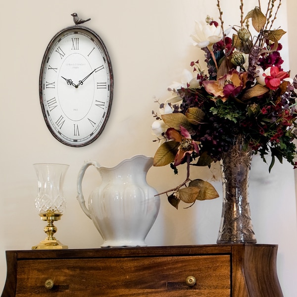 Stratton Home Decor Antique Oval Clock