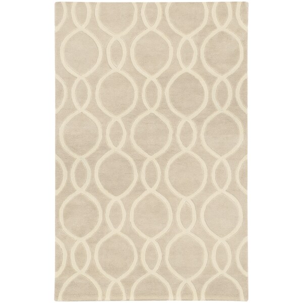 Hand Crafted Wool Oval Lattice Beige Ivory Rug 2 6 X 8 Runner