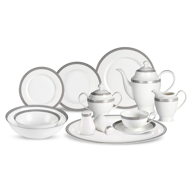 Lorren Home Trends Evelyn 57-Piece Dinnerware Set in Bone China (Service for 8)