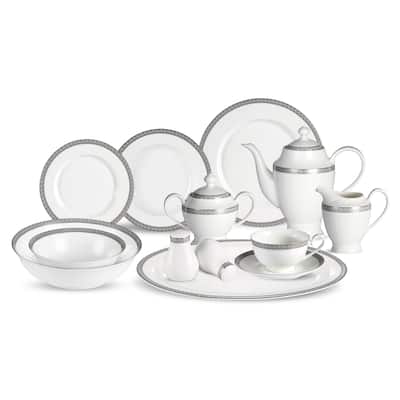 Lorren Home Trends Evelyn 57-Piece Dinnerware Set in Bone China (Service for 8)