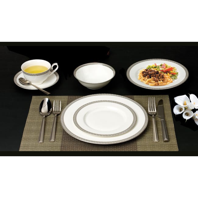 Lorren Home Trends Evelyn 57-Piece Dinnerware Set in Bone China (Service for 8)