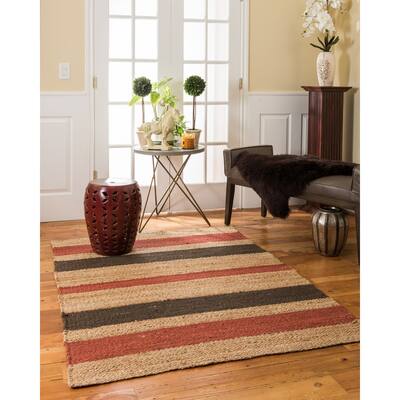 Natural Area Rugs 100% Natural Fiber Handmade Reversible Bangkok Jute Rectangular Rug (8' X 10') Multi-Color - 8' x 10'
