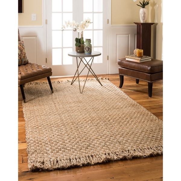 Shop Natural Area Rugs Hand Woven Carlisle Jute Rug (6' x 9') Free