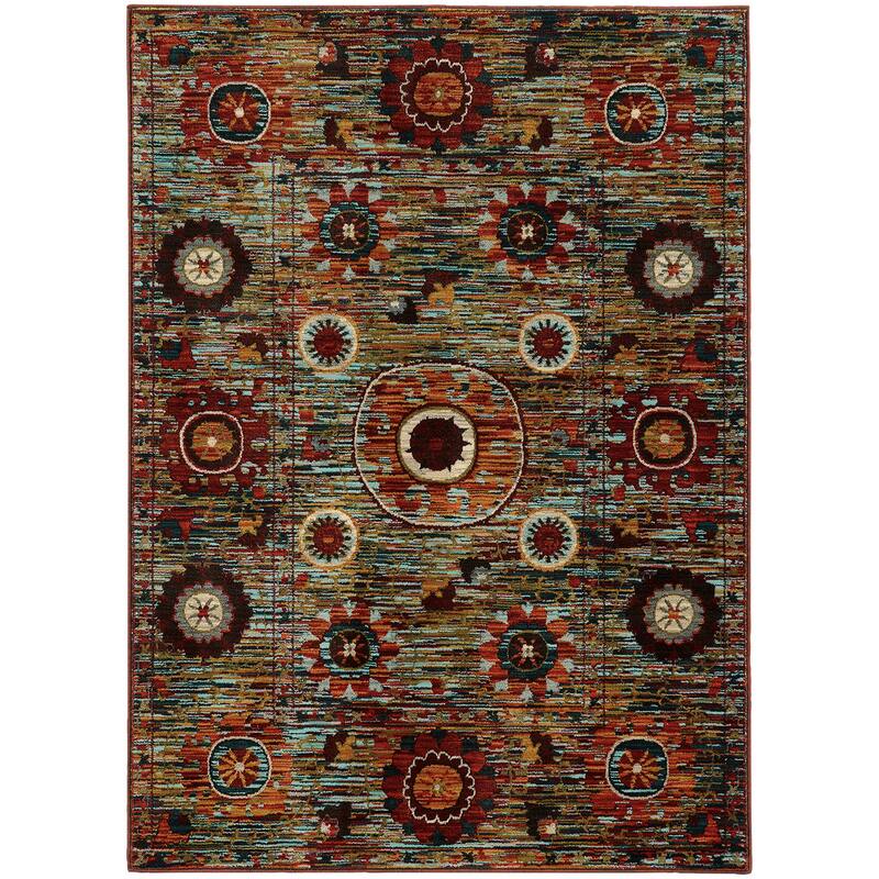 Style Haven Sierra Primative Floral Medallion Area Rug