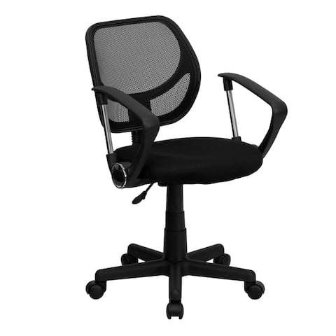Low Back Mesh Swivel Task Office Chair with Curved Square Back and Arms