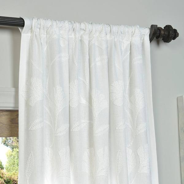 Shop Overstock Exclusive Ginko Embroidered Faux Linen Sheer