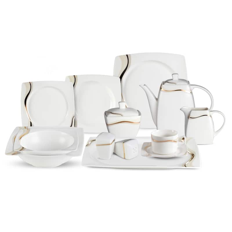 Lorren Home Trend Dora 57-Piece Bone China Dinnerware Set (Service for 8)