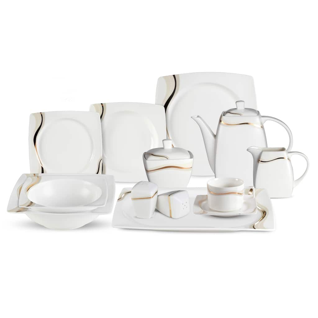 Lorren Home Trend Dora 57-Piece Bone China Dinnerware Set (Service for 8)