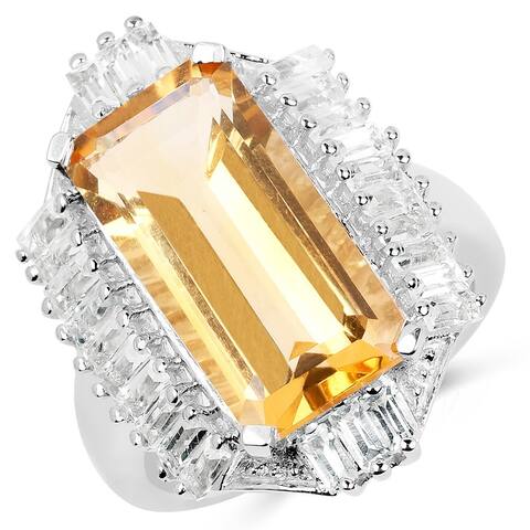 Malaika Sterling Silver 9 1/8ct Citrine and White Topaz Ring