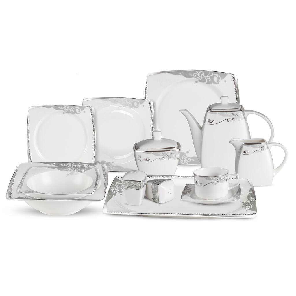 Lorren Home Trend 57-Piece Bone China Dinnerware Set (Service for 8)