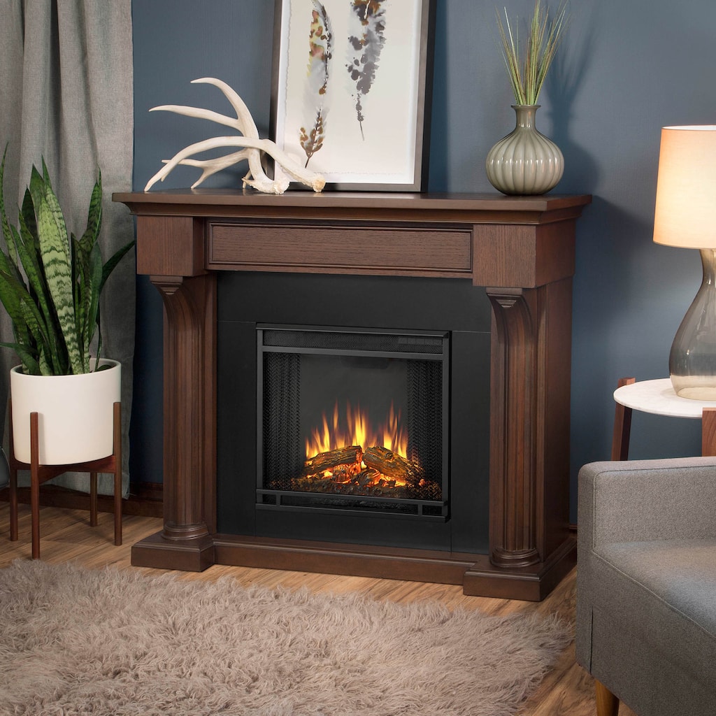 Real Flame Verona Chestnut Oak 48 in. L x 14.5 in. D x 39.9 in. H Electric Fireplace
