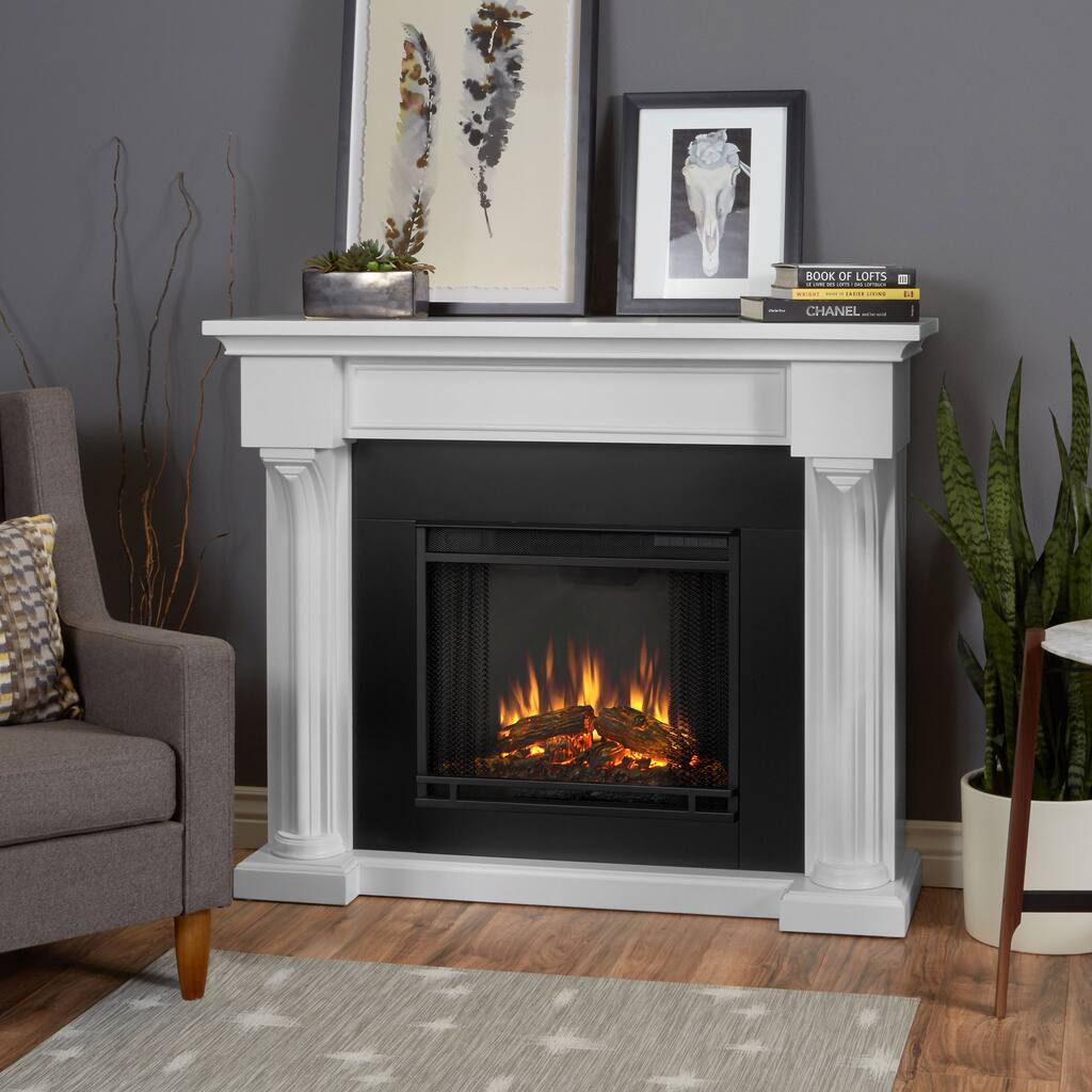 Real Flame Verona White 48 in. L x 14.5 in. D x 39.9 in. H Electric Fireplace