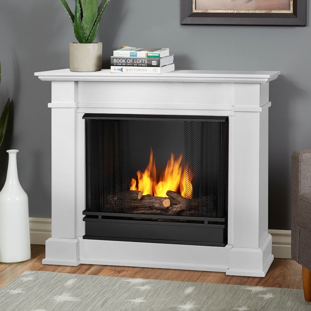 Devin Gel Fuel Compact Fireplace White by Real Flame
