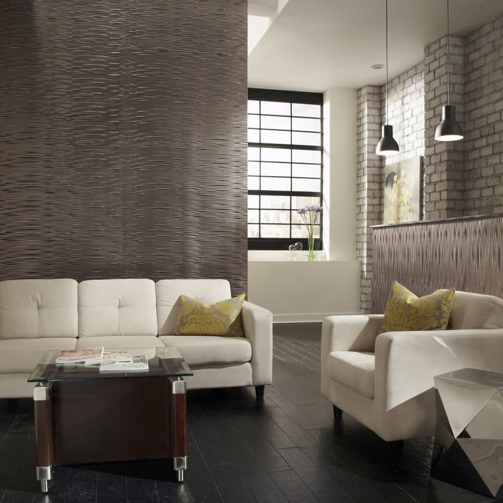 FASÄDE Waves Vertical 4-foot x 8-foot PVC Wall Panel in Brushed Nickel