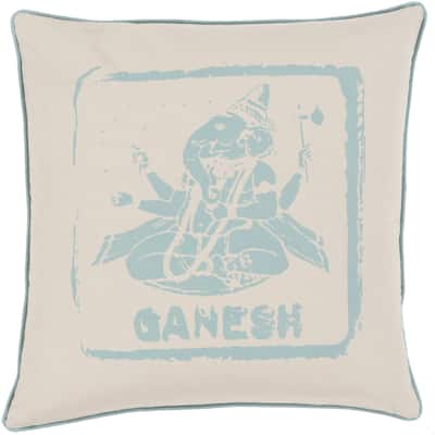Decorative Brenna 22-inch Shri Ganesh Feather Down or Polyester Filled Printed Pillow