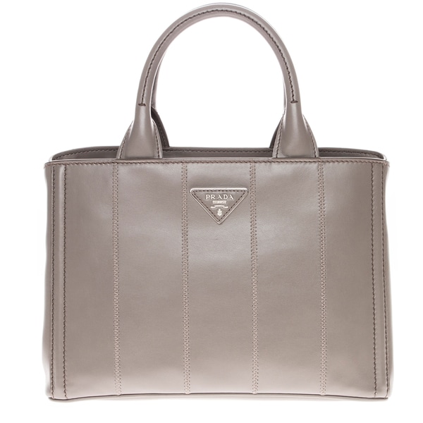 Prada Soft Calf Leather Grey Gardeners Tote Bag   17664168