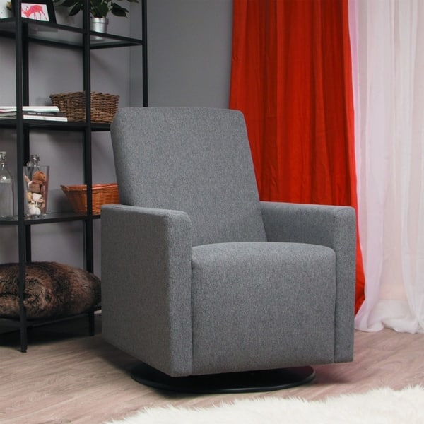 Dutailier Lungo Upholstered Dark Grey Swivel Glider Bed Bath